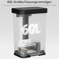 HOMCOM 60 L Mülleimer mit Fußpedal, Edelstahl-Abfalleimer mit sanft schließendem Deckel, Silberfarben(m-4)