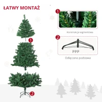 HOMCOM Sztuczna Choinka 1,8 m , Stojak Metalowy, PVC, Zielona(m-7)