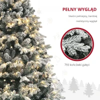 HOMCOM Sztuczna Choinka, 180 cm, LED, Pokryta Śniegiem, Ognioodporna, Metalowa Podstawa(m-6)