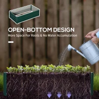 Outsunny Set of 2 Raised Beds for Garden, Galvanised Outdoor Planters for Herbs Vegetables, Use for Patio Balcony, Green(m-5)