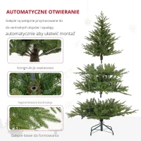 HOMCOM Sztuczna choinka, 150 cm z 1724 gałęziami, metalowa podstawa, Zielona(m-6)