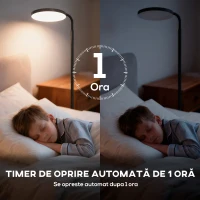 HOMCOM Lampă de Podea LED cu Cap Rotativ la 350° și Telecomandă Magnetică, Reglaj Continuu 3000K-6500K, Negru(m-7)