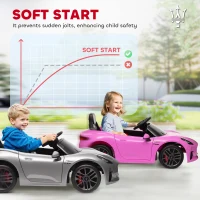 AIYAPLAY 12V Maserati Gran Turismo Folgore Lincesed Kids Electric Car with Remote Control, Soft Start, Grey(m-9)