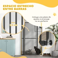 PawHut Barrera para Perros Extra Alta con Ancho Ajustable 77-104 cm Puerta para Perros con Extensiones y Puerta de Paso Negro(m-5)