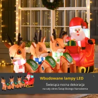 Nadmuchiwany Święty Mikołaj na saniach dekoracja 1,3 m z oświetleniem(m-4)