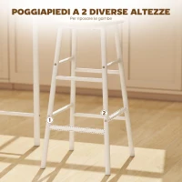 HOMCOM Set Bancone Bar e 2 Sgabelli Alti in Legno Stile Nordico con Mensola e Poggiapiedi, Bianco(m-6)