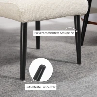 HOMCOM Sitzhocker Hocker mit weichem Sitzkissen Stahlbeinen Fußhocker mit Chenille-Stoff, 45 x 41 x 38 cm, Cremeweiß(m-5)