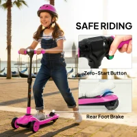 AIYAPLAY Three-Wheel Foldable Electric Scooter for Kids Aged 6-10 Years, Pink(m-8)
