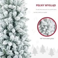 HOMCOM Sztuczna Choinka, niepalna, ze sztucznym śniegiem, szczupła, na metalowej podstawie, 75 x 210 cm, Zielona(m-5)