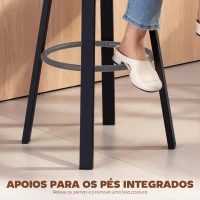 HOMCOM Conjunto de 2 Bancos de Bar Bancos Altos de Cozinha Giratórios Estofados em PU com Apoio para os Pés 35,5x43,5x98 cm Cinzento Escuro(m-8)