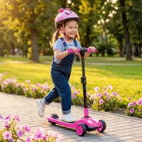 AIYAPLAY Three-Wheel Foldable Electric Scooter for Kids Aged 6-10 Years, Pink(m-2)