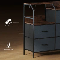 HOMCOM Chest of Eight Drawers, with Charging Station - Brown/Black(m-7)