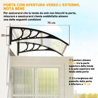 Outsunny Pensilina da Esterni Impermeabile e Anti-UV, in PC, PP e Alluminio, 75x100x23 cm, Trasparente e Nero(m-7)