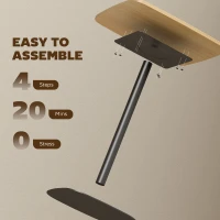 HOMCOM Kleiner Esstisch, 60 cm, quadratisch, MDF-Tischplatte, Stahlsockel, für Wohnzimmer, Esszimmer, Küche, Naturholz+Schwarz(m-7)