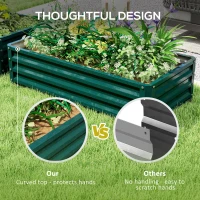 Outsunny Set of 2 Raised Beds for Garden, Galvanised Outdoor Planters for Herbs Vegetables, Use for Patio Balcony, Green(m-7)