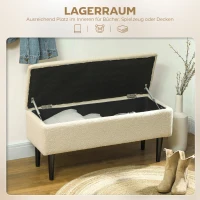 HOMCOM Vintage design zitbank, schoenenbank, verborgen opbergruimte, kasjmier-look, beige + zwart(m-4)