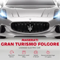 AIYAPLAY 12V Maserati Gran Turismo Folgore Lincesed Kids Electric Car with Remote Control, Soft Start, Grey(m-4)