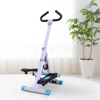 HOMCOM Stepper w/ Handle Hand Grip Workout Fitness Machine For Fitness Aerobic Exercise Home Gym White(m-2)