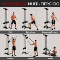 SPORTNOW Máquina Polea Alta y Baja de Pared de Doble Polea Ajustable en 15 Posiciones Multifunción Lat Pulldown para Gimnasio(m-4)