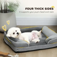 PawHut Dog Sofa Bed, Washable Pet Bed with Removable Cover and Non-Slip Bottom for Cats and Small Dogs, Grey(m-5)