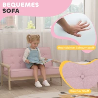 AIYAPLAY Kindersessel, Kindersofa mit Holzrahmen, Samtoptik, gepolstert, für Kinder von 3-15 Jahren Rosa(m-4)