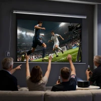 HOMCOM Écran pour projecteur 254 cm 16:9 motorisé avec télécommande, 251x8x168 cm, Blanc(m-2)