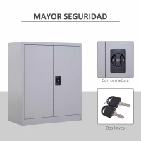 Vinsetto Armario Archivador Metálico con 2 Puertas Cerradura Estante Ajustable para Sala de Estar Estudio 80x40x92,5 cm Gris(m-6)