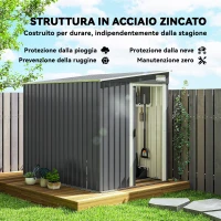 Outsunny Capanno Attrezzi in Metallo 1.5x2m con Base, Porta Scorrevole e Tetto Inclinato, Grigio Scuro(m-4)