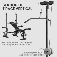 HOMCOM Banc de musculation complet multifonction avec dossier réglable, banc developper coucher à plat ou incliné 180x134x200cm(m-5)