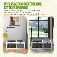 PawHut Maison enclos cage pour petit animal tortue avec 2 espaces support de lampe réglable 81 x 48 x 31,5 cm gris(m-8)
