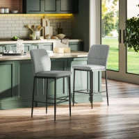 HOMCOM Set de 2 Scaune de Bar cu Spătar, 41x52x97 cm, Gri(m-2)