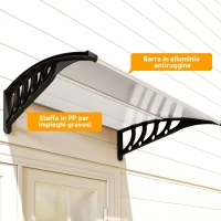 Outsunny Tettoia da Esterno in Policarbonato per Porte e Finestre, 103x96.5x27cm, Trasparente(m-8)