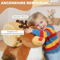AIYAPLAY Kinder Schaukelpferd Baby Schaukeltier Rentier mit Schlafliedern, für 18-36 Monate Plüsch 65 x 35 x 59 cm Braun(m-5)