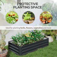 Outsunny Set of 2 Raised Beds for Garden, Galvanised Outdoor Planters for Herbs Vegetables, Use for Patio Balcony, Grey(m-6)