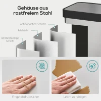 HOMCOM 60 L Mülleimer mit Fußpedal, Edelstahl-Abfalleimer mit sanft schließendem Deckel, Silberfarben(m-7)