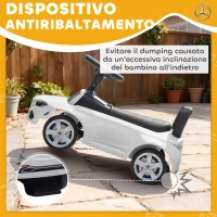 AIYAPLAY Macchina per Bambini Licenza Mercedes Benz con Clacson e Spazio Portaoggetti, 65x28x39 cm, Bianco(m-5)