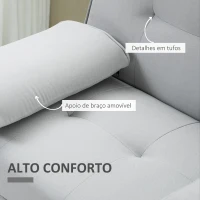 HOMCOM Sofá Cama 3 Lugares com Encosto Ajustável Apoio para os Braços Desmontável e 2 Suportes para Copos 181x77x78 cm Cinza Claro(m-6)