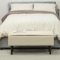 HOMCOM Vintage design zitbank, schoenenbank, verborgen opbergruimte, kasjmier-look, beige + zwart(m-2)