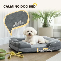 PawHut Dog Sofa Bed, Washable Pet Bed with Removable Cover and Non-Slip Bottom for Cats and Small Dogs, Grey(m-4)
