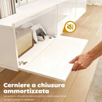 HOMCOM Mobile Porta TV fino a 82" Sospeso con 3 Armadietti a Ribalta e Ante Soft Close, Bianco Lucido(m-7)