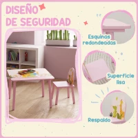 AIYAPLAY Mesa Infantil con 2 Sillas Mesa y Sillas Infantil con Estampados de Animales para Niños y Niñas de 3-8 Años Rosa(m-5)