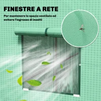 Outsunny Serra per Piante con 2 Finestre Laterali a Rete e Ingresso Avvolgibile, in PE e Acciaio, 196x77x197 cm, Verde(m-6)