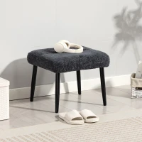 HOMCOM Sitzhocker Hocker mit weichem Sitzkissen Stahlbeinen Fußhocker mit Chenille-Stoff, 45 x 41 x 38 cm, Dunkelgrau(m-7)
