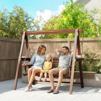 Outsunny Three-Seater Wooden Swing Bench(m-2)