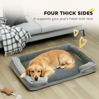 PawHut Dog Sofa Bed, Washable Pet Bed with Removable Cover and Non-Slip Bottom for Small, Medium and Large Dogs, Grey(m-5)