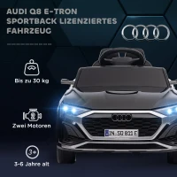 AIYAPLAY Elektro-Kinderauto, 12V Audi Q8, 3-5 km/h, Fernsteuerung, Scheinwerfer, Musik, Schwarz(m-4)