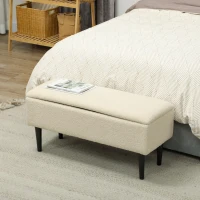 HOMCOM Vintage design zitbank, schoenenbank, verborgen opbergruimte, kasjmier-look, beige + zwart(m-10)