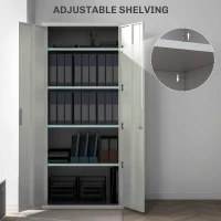 HOMCOM Five Shelf Lockable Steel Office Cabinet - White(m-4)