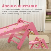 AIYAPLAY 7 en 1 Triángulo de Escalada Montessori de Madera Plegable con Arco y Rampa para Niños de 18-48 Meses 188x70 cm Rosa(m-6)