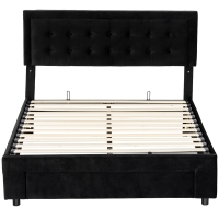 HOMCOM King Size Ottoman Bed Frame, with Front Drawer - Black